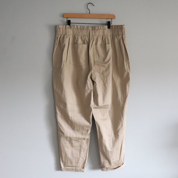 Love & Legend Pleated High Waist Paperbag 18 Beige Linen Office Trouser Pants - Picture 2 of 12